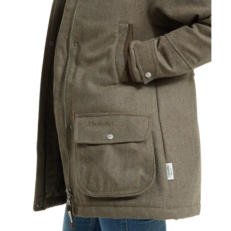 Schoffel Ptarmigan GORE-TEX Ladies Tweed Waterproof Coat - Loden Green Herringbone Tweed