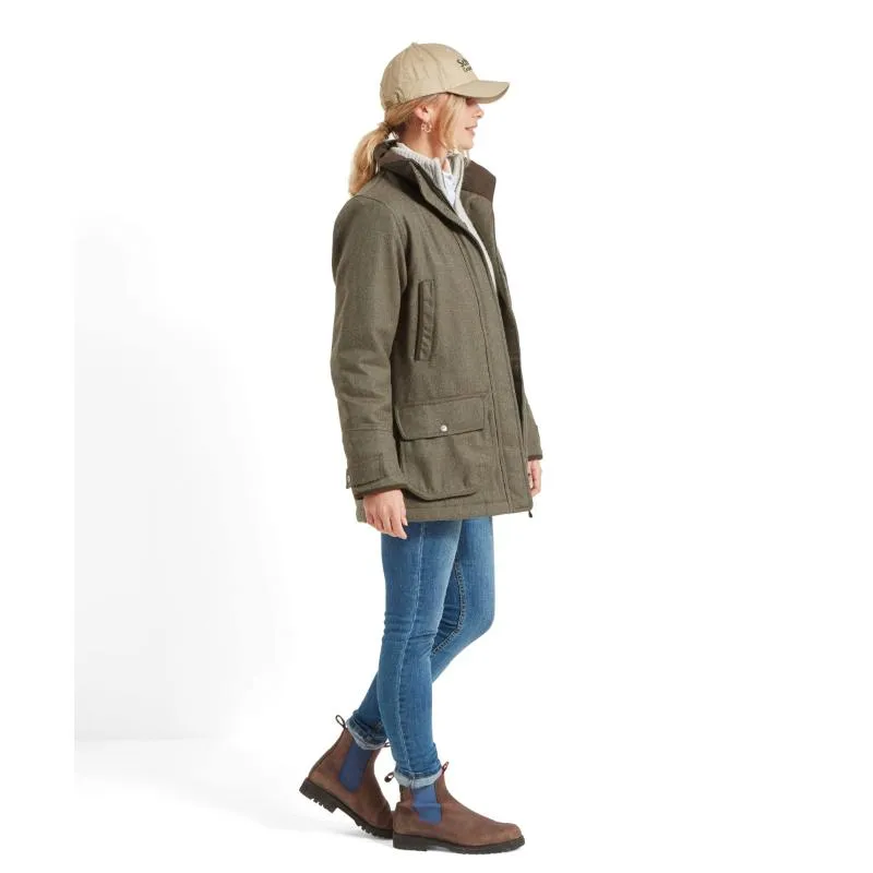 Schoffel Ptarmigan GORE-TEX Ladies Tweed Waterproof Coat - Loden Green Herringbone Tweed
