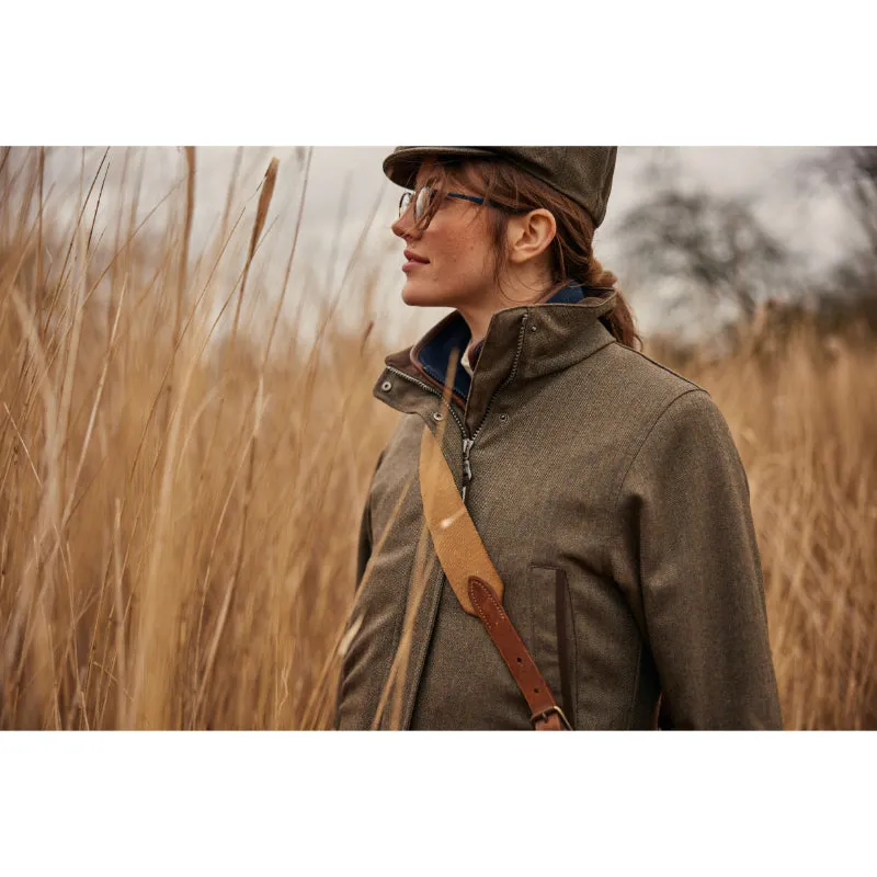 Schoffel Ptarmigan GORE-TEX Ladies Tweed Waterproof Coat - Loden Green Herringbone Tweed
