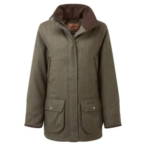Schoffel Ptarmigan GORE-TEX Ladies Tweed Waterproof Coat - Loden Green Herringbone Tweed