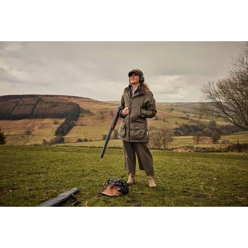 Schoffel Ptarmigan GORE-TEX Ladies Tweed Waterproof Coat - Loden Green Herringbone Tweed