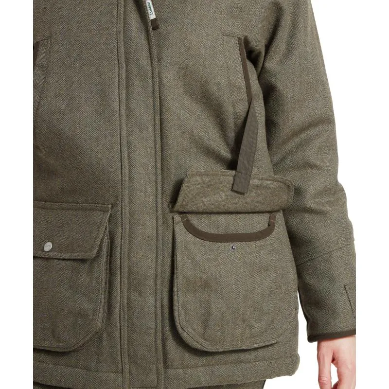 Schoffel Ptarmigan GORE-TEX Ladies Tweed Waterproof Coat - Loden Green Herringbone Tweed