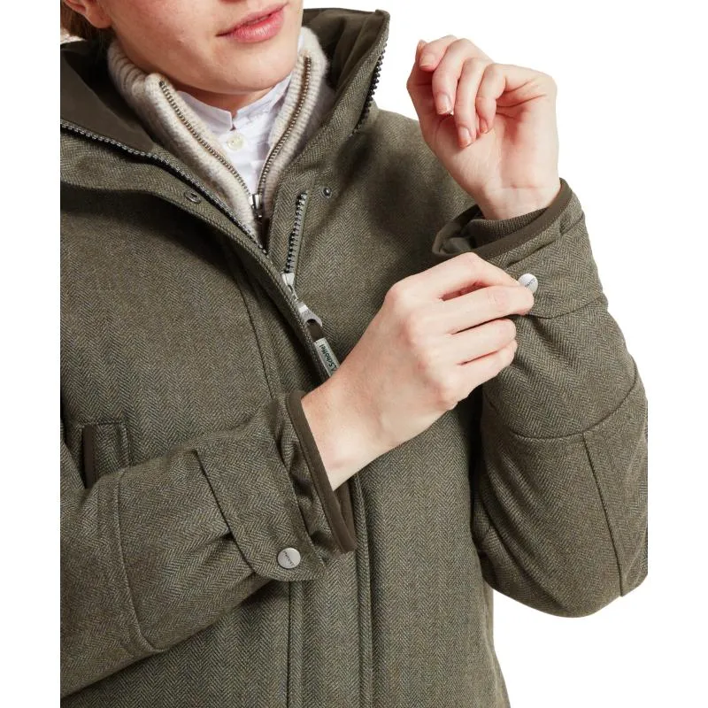 Schoffel Ptarmigan GORE-TEX Ladies Tweed Waterproof Coat - Loden Green Herringbone Tweed