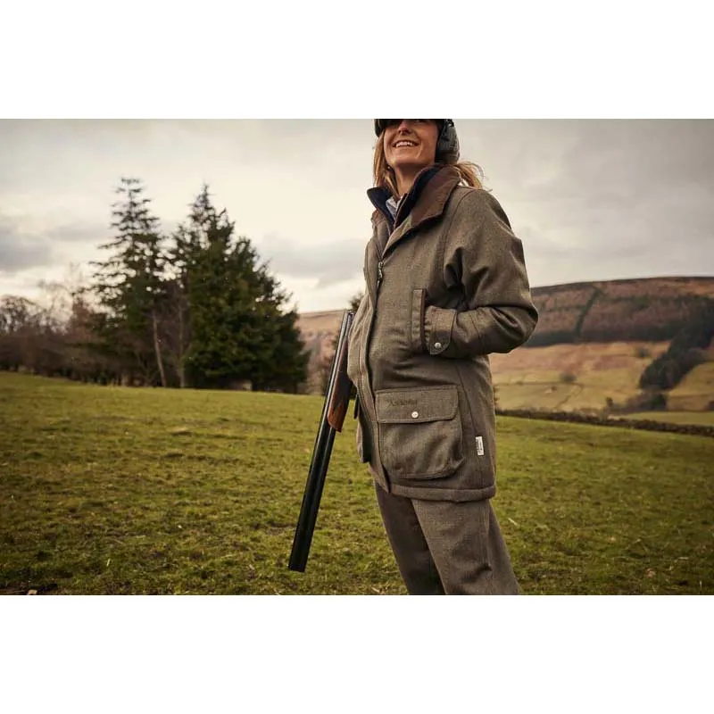 Schoffel Ptarmigan GORE-TEX Ladies Tweed Waterproof Coat - Loden Green Herringbone Tweed
