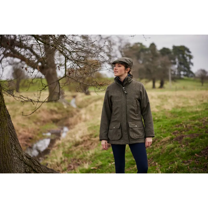 Schoffel Ptarmigan GORE-TEX Ladies Tweed Waterproof Coat - Loden Green Herringbone Tweed