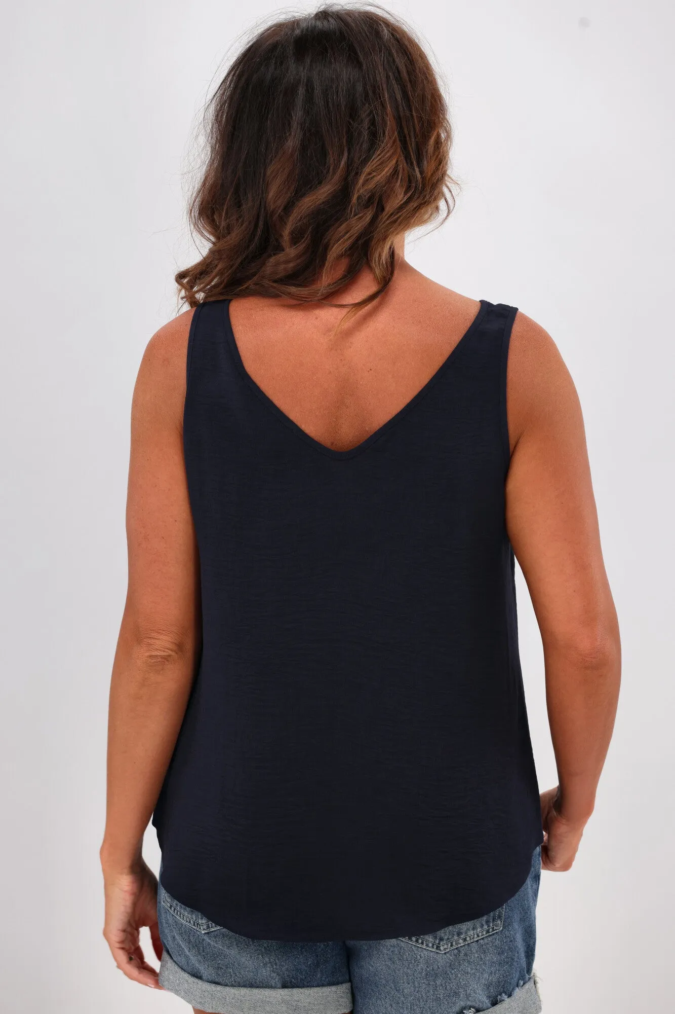 Shine On Label Amelia V Neck Cami  Navy