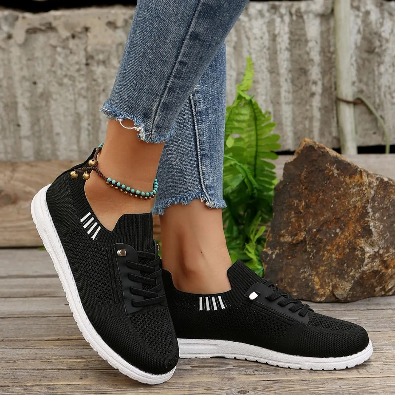 Sneakers for Women Walking Shoes Non Slip Lightweight Breathable Tennis Shoes Work Shopping Travel Slip On Fashion Sneakers
