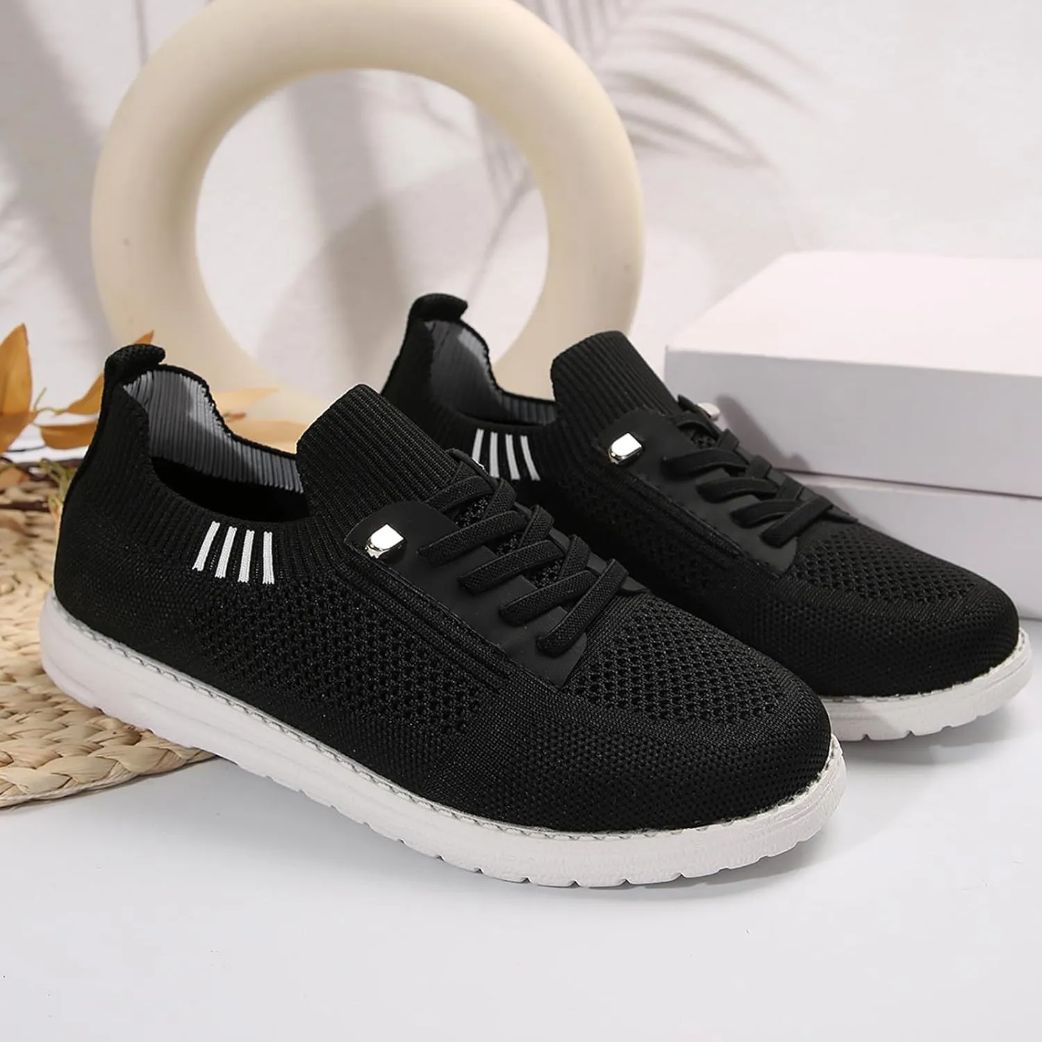 Sneakers for Women Walking Shoes Non Slip Lightweight Breathable Tennis Shoes Work Shopping Travel Slip On Fashion Sneakers