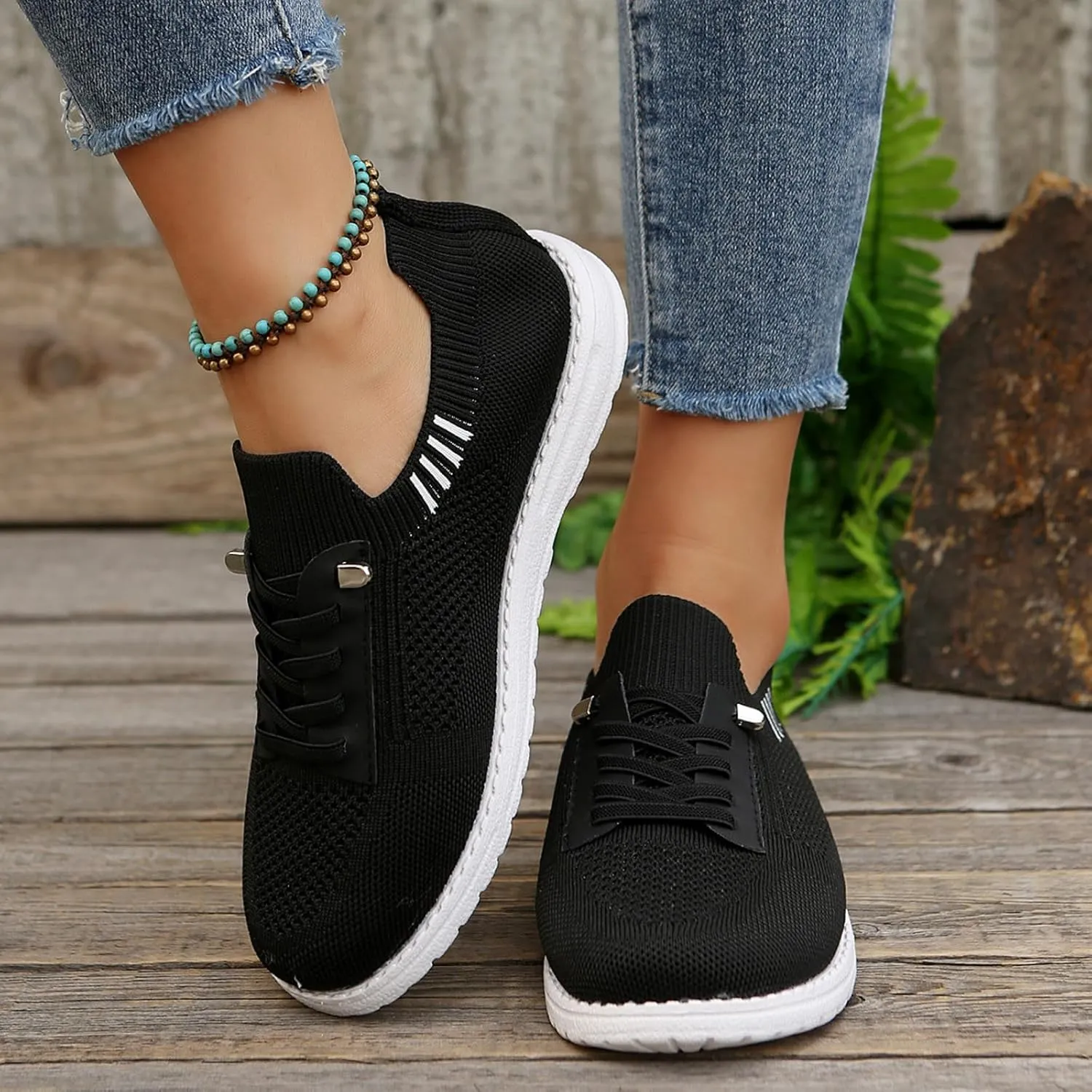 Sneakers for Women Walking Shoes Non Slip Lightweight Breathable Tennis Shoes Work Shopping Travel Slip On Fashion Sneakers