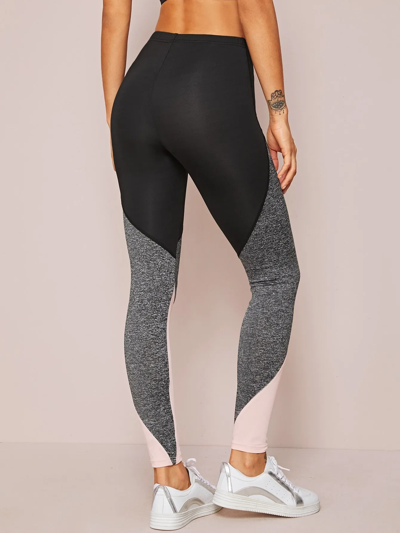 Sporty Colorblock Cropped Women Leggings