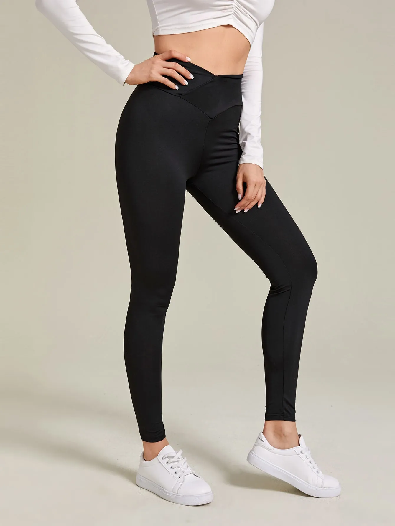 Sporty Plain Cropped Women Leggings
