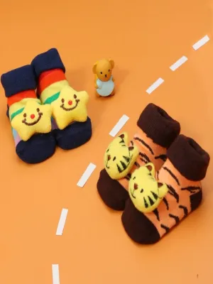 Star and Tiger Socks Set for Baby Boys - Playful & Cozy