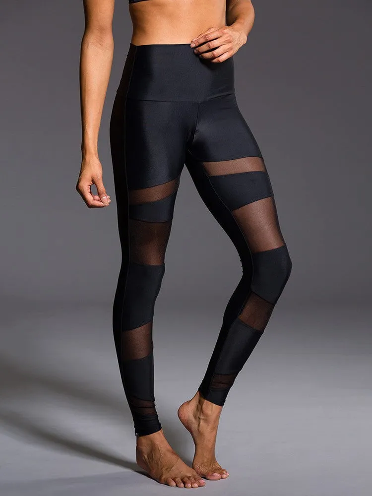 Stylish Mesh Patchwork High Waist Leggings