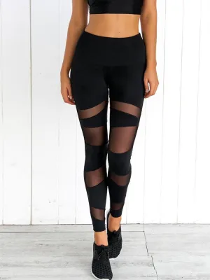 Stylish Mesh Patchwork High Waist Leggings