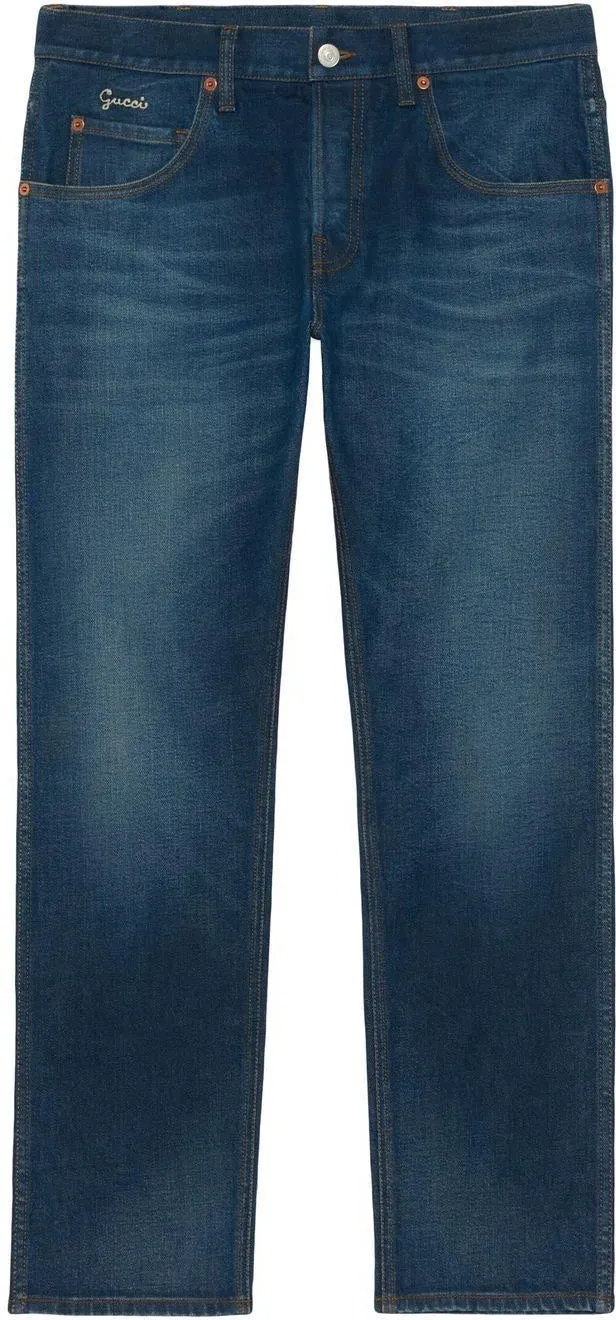 TAPERED PANT 5PKT WASHED ORG STRETCH DEN