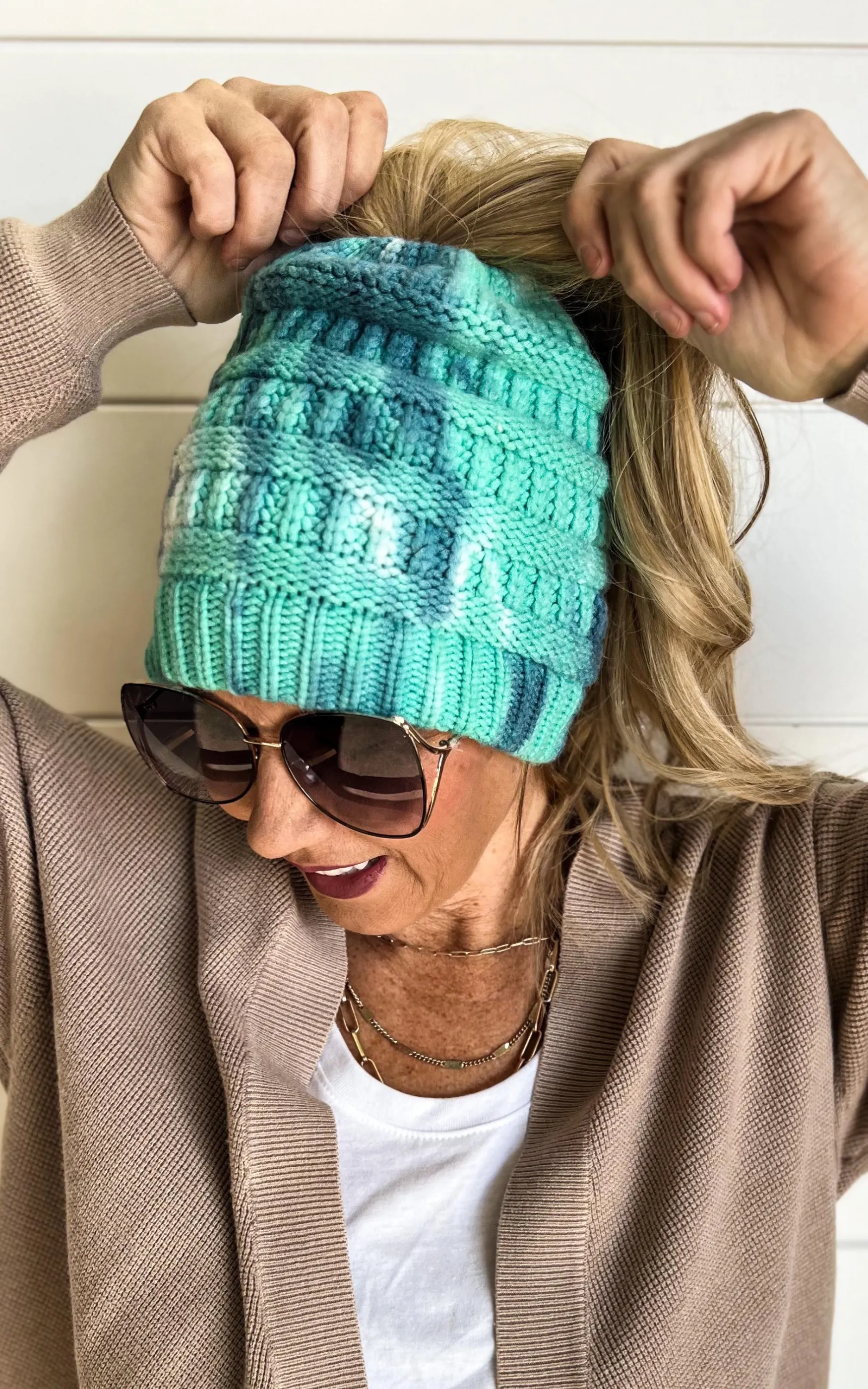 Tie Dye Ponytail Beanie