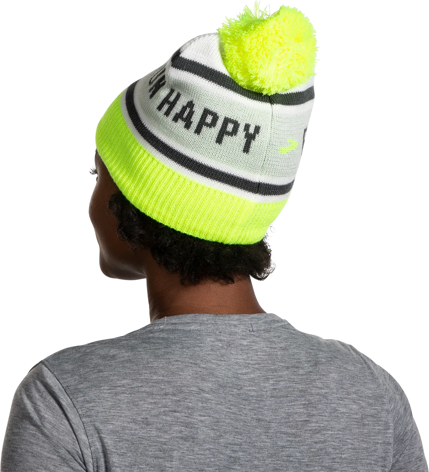 Unisex Heritage Pom Beanie (143 - Run Happy White)