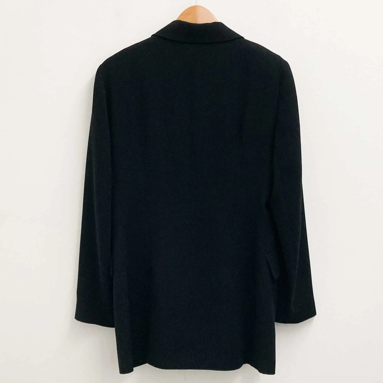 Wallis Jacket UK 14 Black Vintage 90s Double Breasted