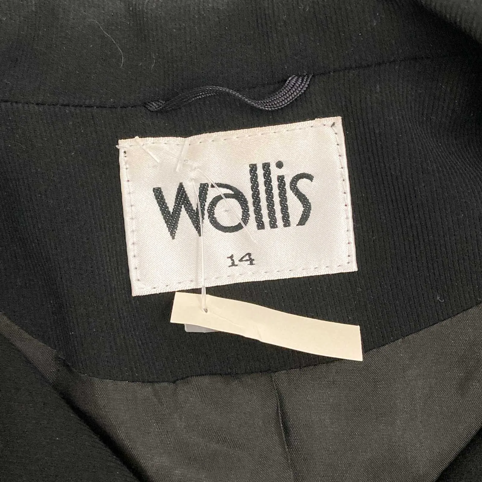 Wallis Jacket UK 14 Black Vintage 90s Double Breasted