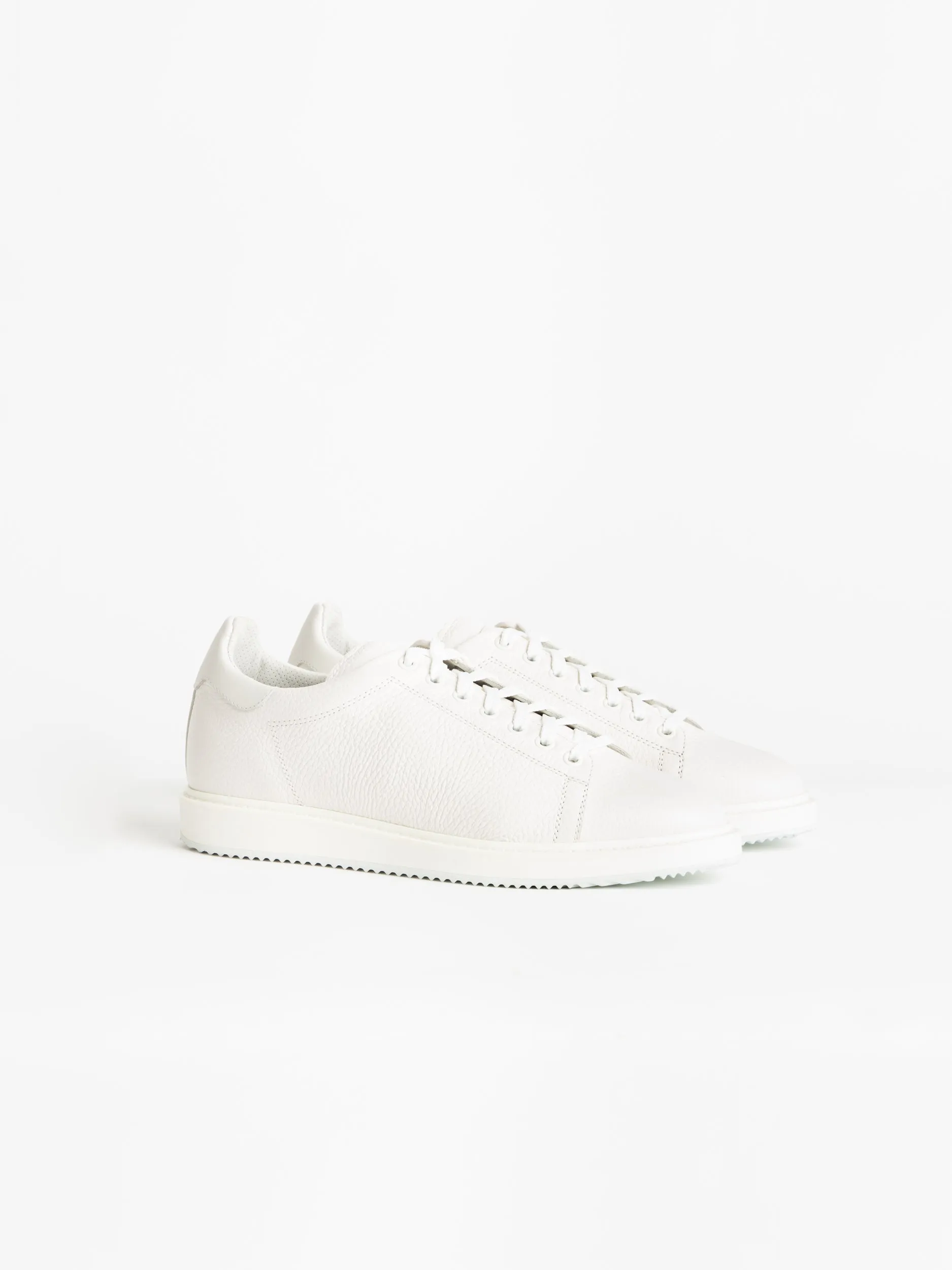 White Grained Calfskin Sneakers