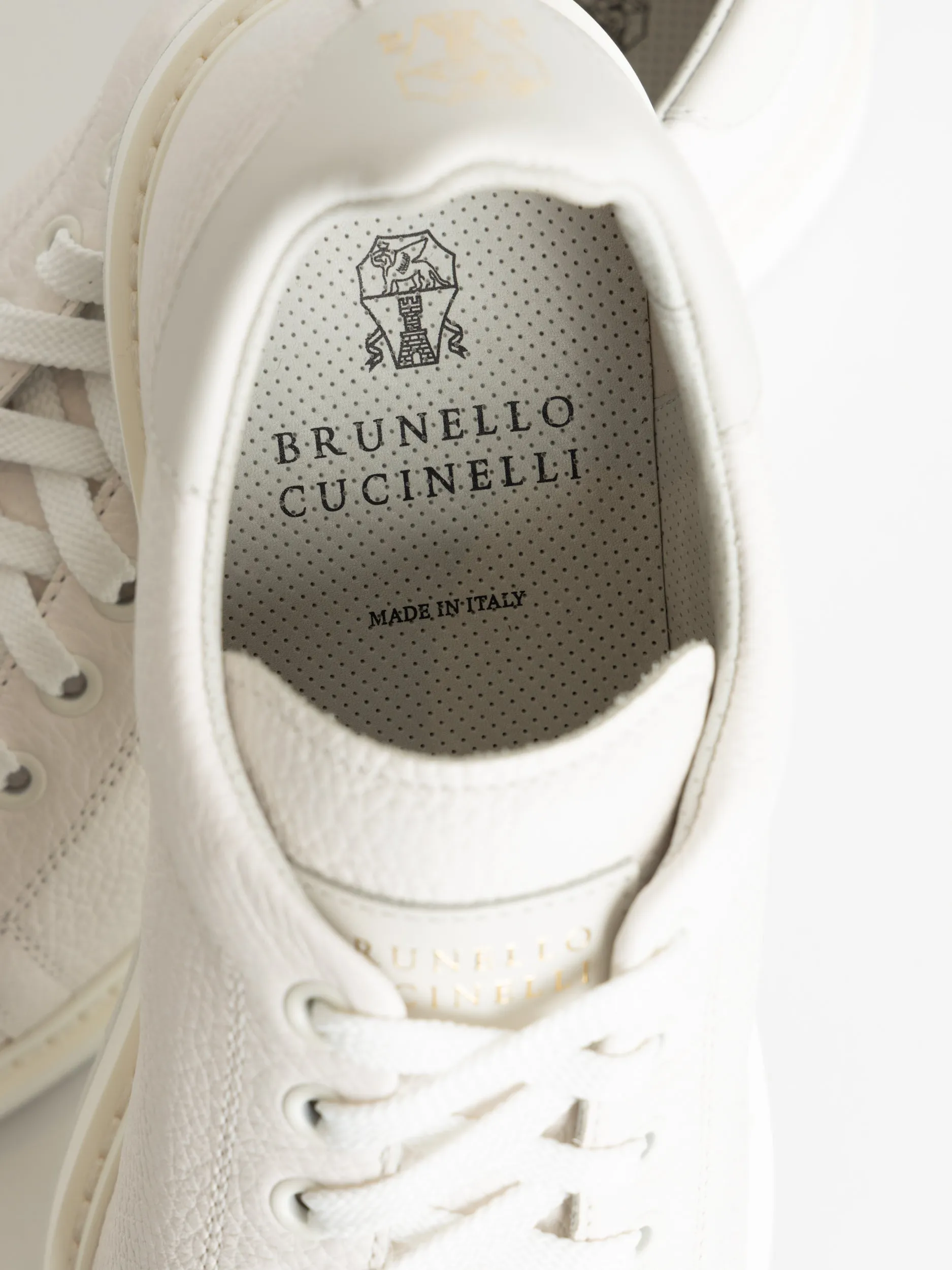 White Grained Calfskin Sneakers