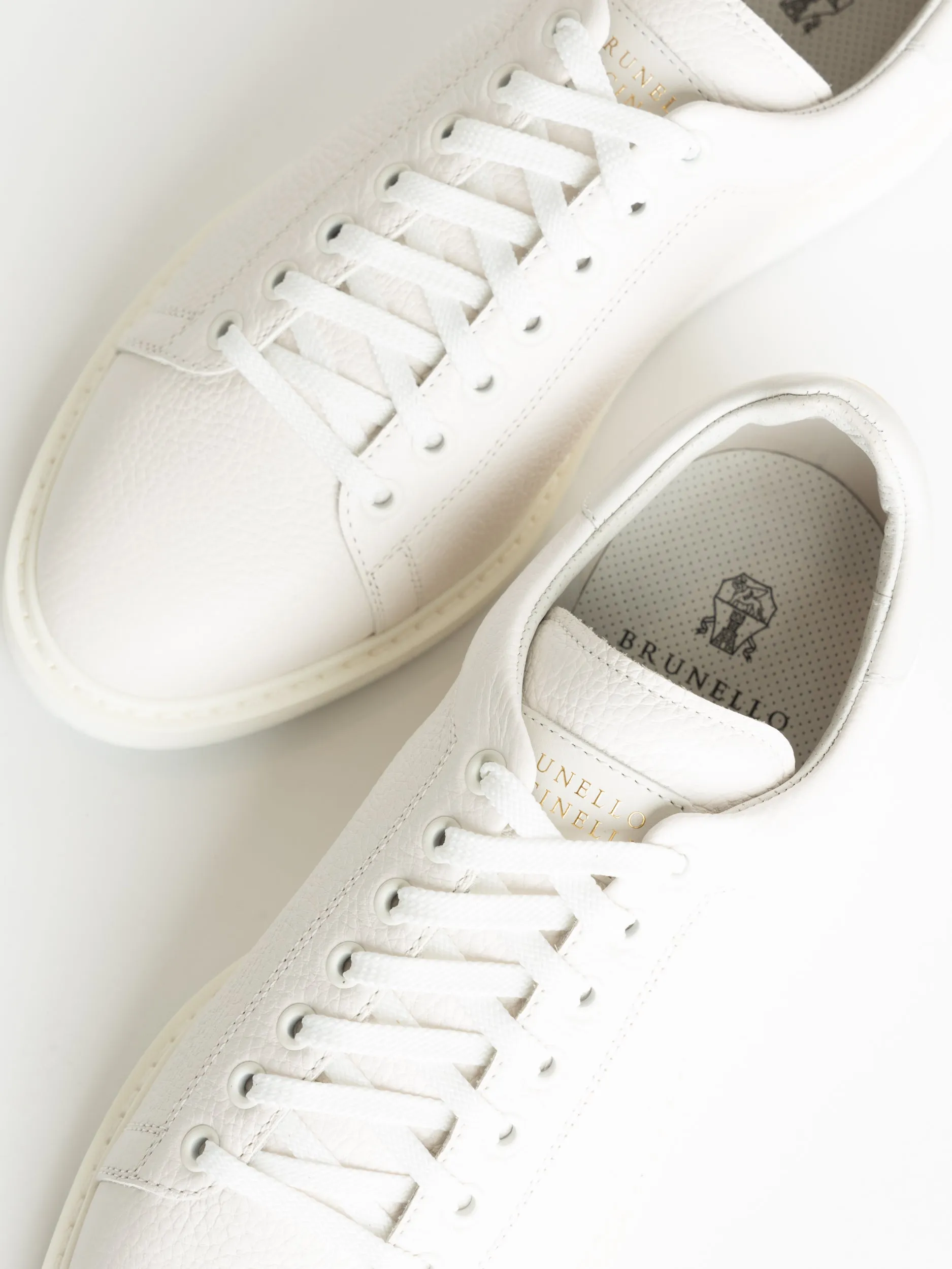 White Grained Calfskin Sneakers