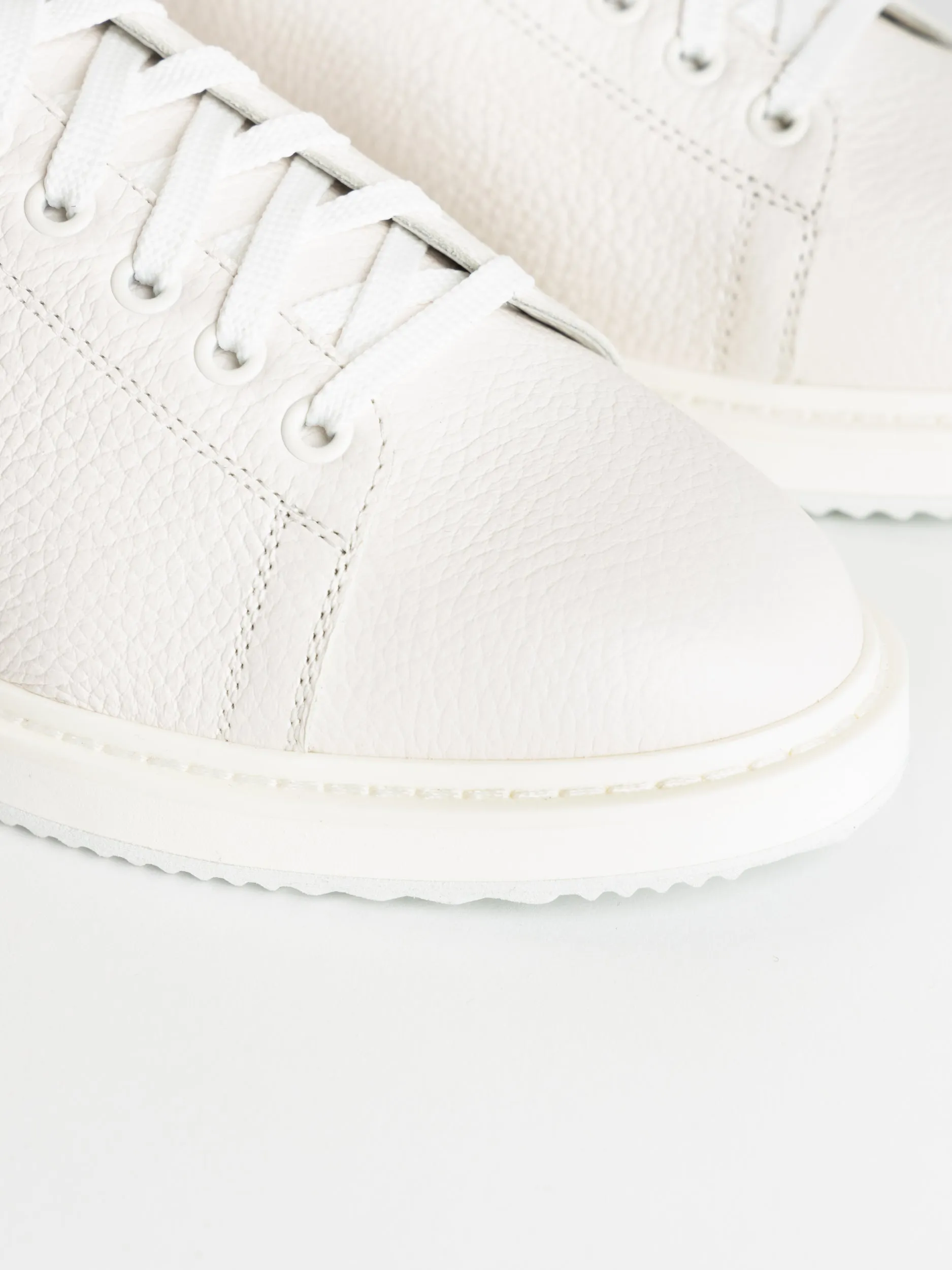 White Grained Calfskin Sneakers