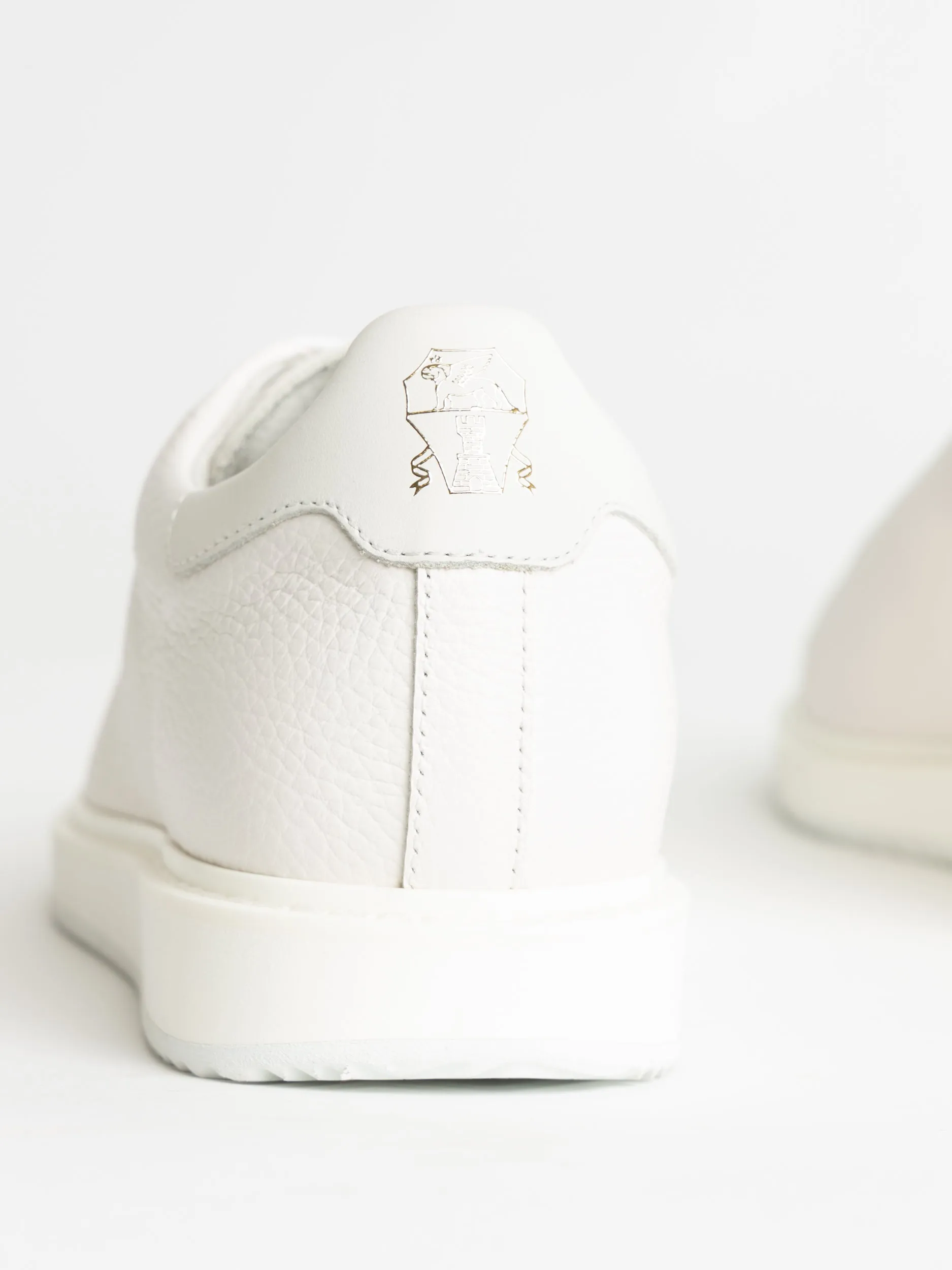 White Grained Calfskin Sneakers