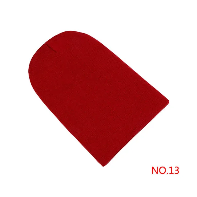 Winter Warm Hats Unisex Knitting Women Men Wool Fluorescence Color Tabby Solid Elastic Beanie Hedging Hat