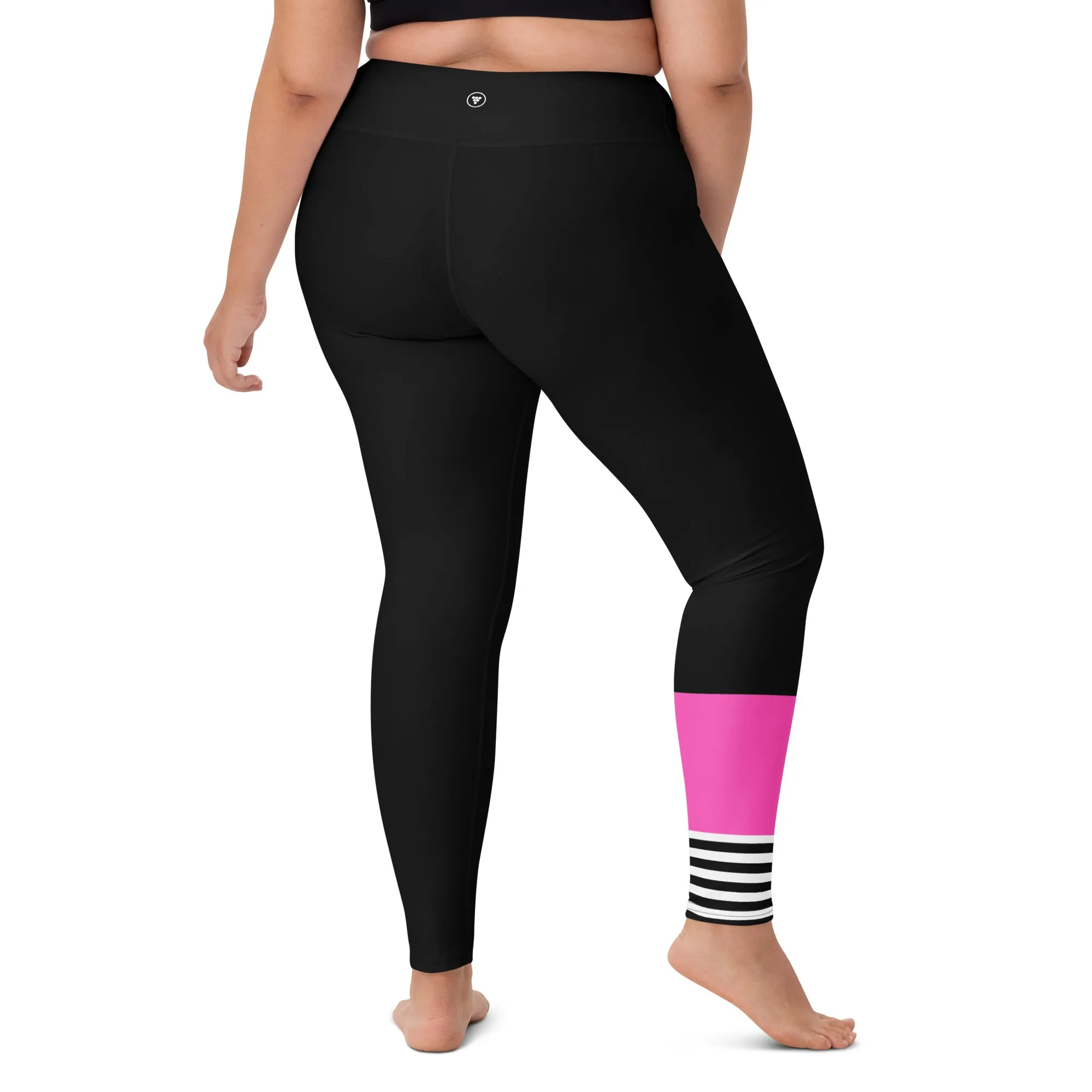 Women's Surf SUP Swim Leggings, UPF 50 - Sporty Black Pink