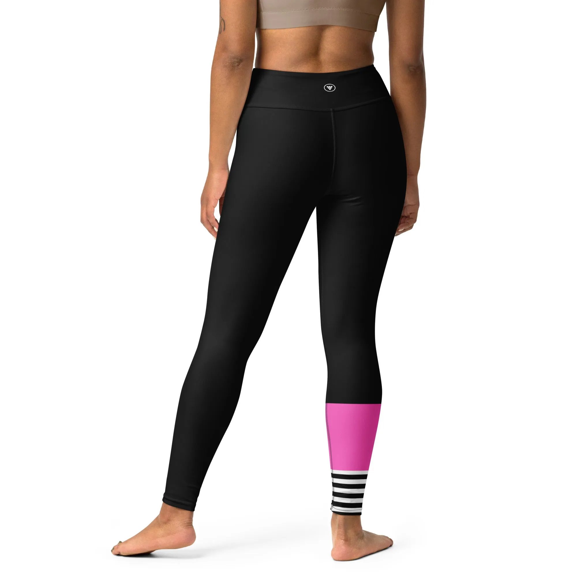 Women's Surf SUP Swim Leggings, UPF 50 - Sporty Black Pink