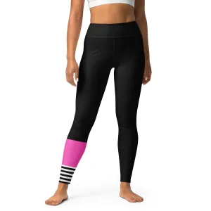 Women's Surf SUP Swim Leggings, UPF 50 - Sporty Black Pink