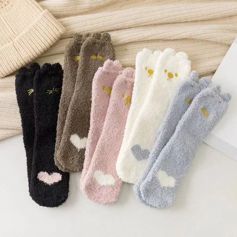 Women's Warm Winter Fluffy Microfiber Socks, Animal Design Fuzzy Cozy Sock