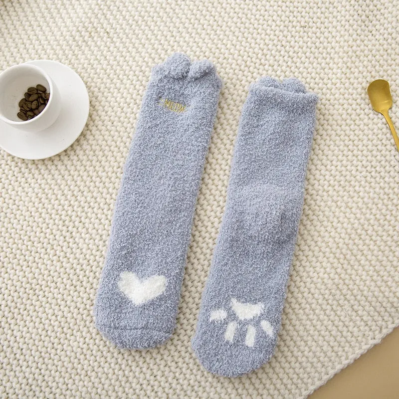 Women's Warm Winter Fluffy Microfiber Socks, Animal Design Fuzzy Cozy Sock