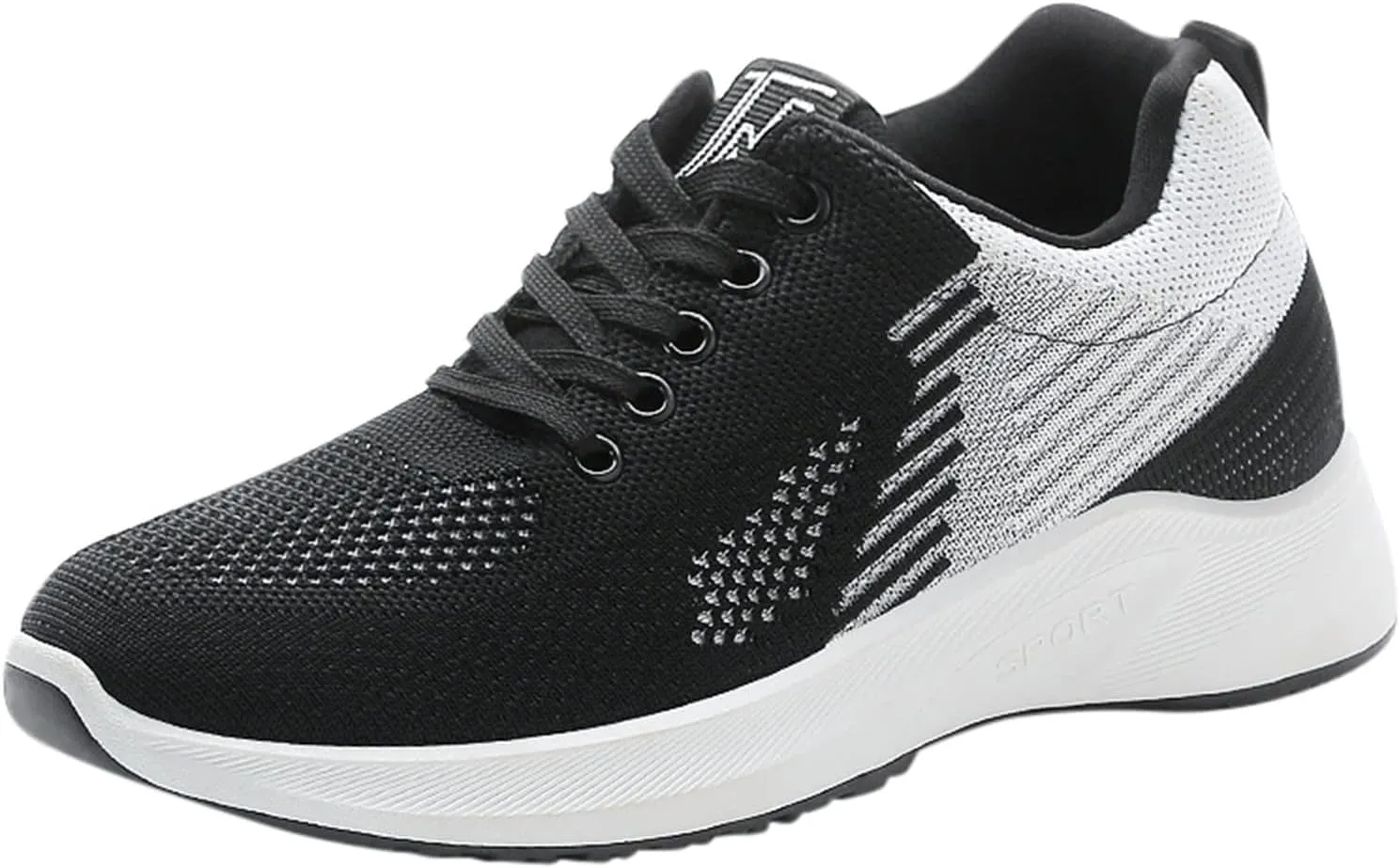 Workout Shoes for Women Lace Up Thick Sole Solid Color Walking Sneakers Lightweight Breathable Casual Running Sneakers