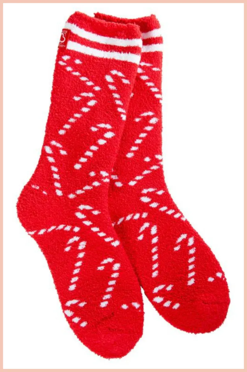 WORLD'S SOFTEST COZY CREW SOCKS | CANDY CANE